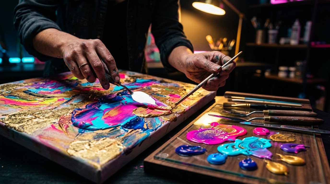 Contemporary textured art and painting workshop
